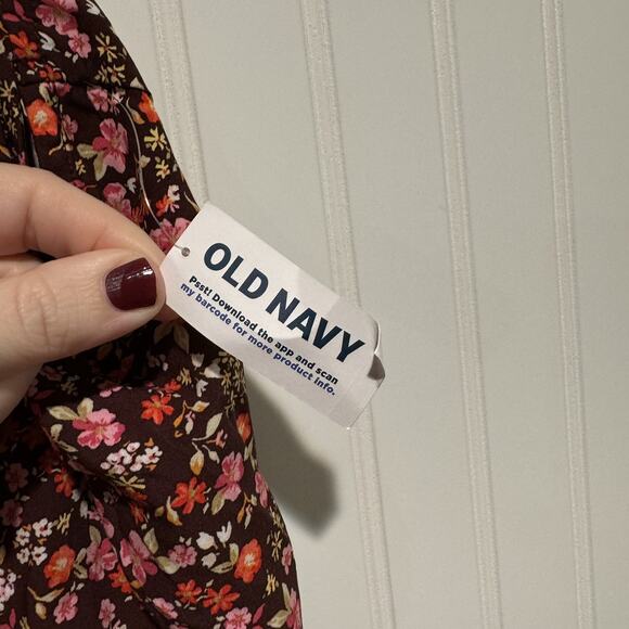 Old Navy Tiered Swing Dress Burgundy Ditsy Floral NEW Size 2X - Picture 6 of 8